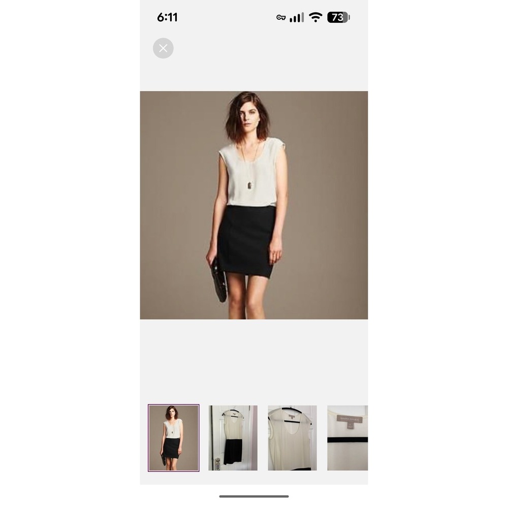 Banana Republic Women's Dress Size 14 NWT Blouson White/Black Sleeveless